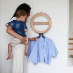 Wall-Mounted Valet Stand in Black Wood & Metal - Modern Coat Rack Space-Saving Clothing Organizer - Modo - thumbnail 1