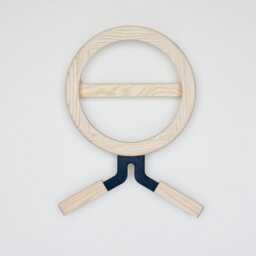 Solid Wood Valet Stand, Wall-Mounted Coat Rack - Modo Black Metal - thumbnail 2