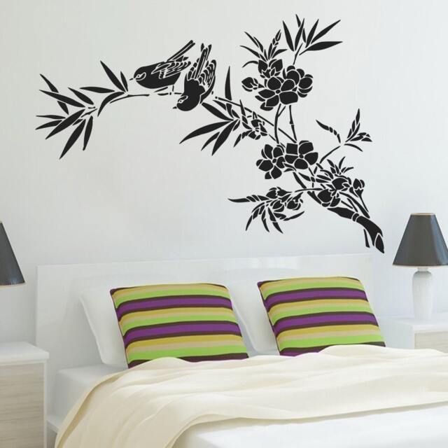 Wall Decals Bird Branch Flowers Nature Decal Vinyl Sticker Art Home Decor Mural Bedroom Ms384 - image 1