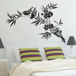 Wall Decals Bird Branch Flowers Nature Decal Vinyl Sticker Art Home Decor Mural Bedroom Ms384 - thumbnail 1