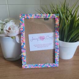 Colourful Floral Star Shaped Fimo Slices Photo Frame 4 X 6 Inches - thumbnail 1