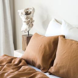 Stonewashed Linen Duvet Cover in Stylish Cinnamon/Washed Bedding/Linen Custom Size Brown Cinnamon - thumbnail 3