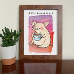Watercolor Pig Print - Lover Gift, Farmhouse Nursery Decor - thumbnail 1
