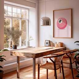 Pink 8 Ball Poster, Pop Art Billiards Print, Retro Game Room Wall Art, Cute Girl Decor, Minimal Pool Illustration - thumbnail 2
