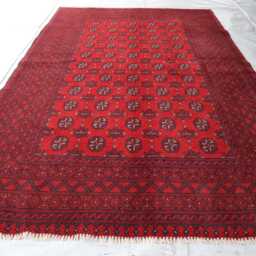6x8 Ft Afghan High Pile Rug Turkmen Bokhara Area - Akhcha Red Handmade Large New Livingroom Rug Tribal Bedroom Office - thumbnail 2