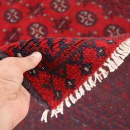 6x8 Ft Afghan High Pile Rug Turkmen Bokhara Area - Akhcha Red Handmade Large New Livingroom Rug Tribal Bedroom Office - thumbnail 4