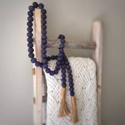 Bookshelf Decor - Blanket Ladder Wood Bead Garland Farmhouse Beads Strand - thumbnail 2