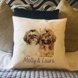 Personalised Shih Tzu Dog Country Canvas Cushion - Customised Owner & Lover Linen Puppy Cover With Inner Filler - thumbnail 3