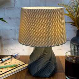 Spiral Weave Table Lamp - Various Colour Options Modern 3D-Printed Home Lighting Art-Deco Style Desk - thumbnail 2