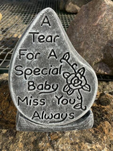 stone Garden Special Baby Tear Drop Memorial Plaque Concrete Ornament - image 1