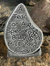 stone Garden Special Baby Tear Drop Memorial Plaque Concrete Ornament - thumbnail 1