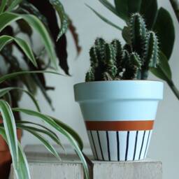 Hand Painted Terracotta Plant Pot For Houseplants - Customisable With Drainage & Saucers To Match Great Gift Idea - thumbnail 1