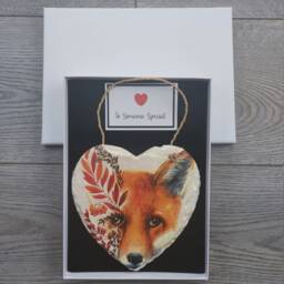 Fox Face Slate Heart Plaque Autumn Wall Decor - 15cm - thumbnail 3