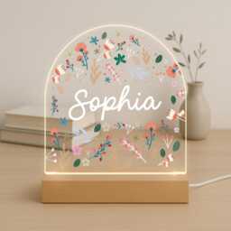 Personalised Led Night Light Lamp, Flower Baby Kids Gift, Girl Light, Birthday Gifts - thumbnail 4