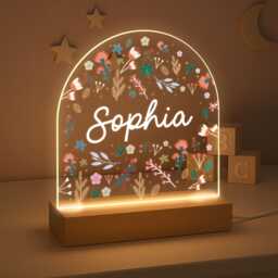 Personalised Led Night Light Lamp, Flower Baby Kids Gift, Girl Light, Birthday Gifts