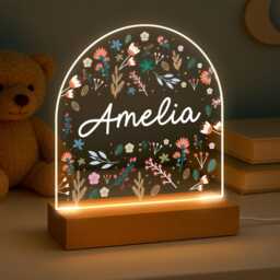 Personalised Led Night Light Lamp, Flower Baby Kids Gift, Girl Light, Birthday Gifts - thumbnail 2