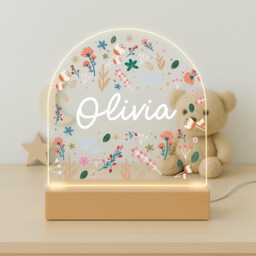 Personalised Led Night Light Lamp, Flower Baby Kids Gift, Girl Light, Birthday Gifts - thumbnail 3