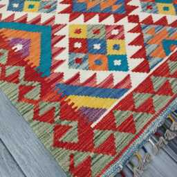 Classic Rug, Handmade Artisan Afghan Turkish Scandinavian Navajo Bohemian Wool Flatweave Multicolour Kilim Rug 154x104 cm - thumbnail 2