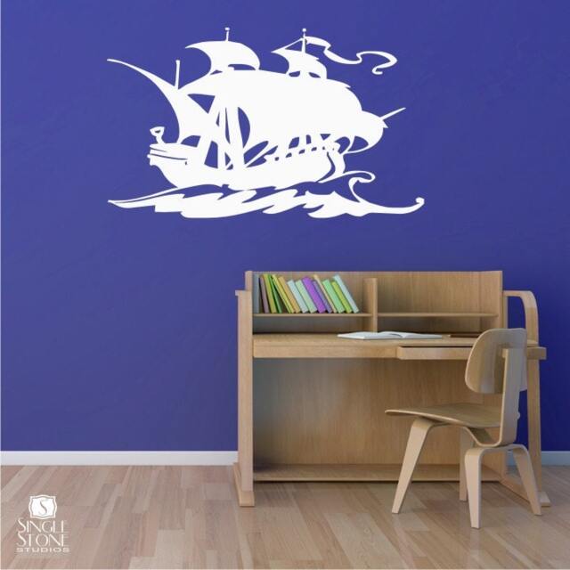 Nursery Pirate Ship Wall Decal - Vinyl Sticker Art Custom Home Decor - image 1
