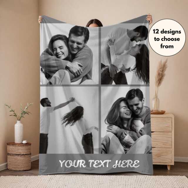 Custom Photo Blanket Collage, Personalized Picture Collage Text For Friend, Family Blanket, Memorial Anniversary Gift - image 1