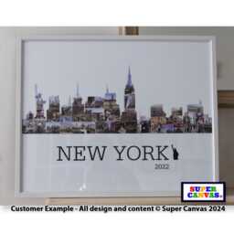 New York City Usa Skyline Travel Holiday Custom Map Shape Picture Photo Collage Board Display Framed Print Birthday Present Gift - thumbnail 4