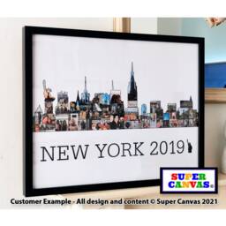 New York City Usa Skyline Travel Holiday Custom Map Shape Picture Photo Collage Board Display Framed Print Birthday Present Gift - thumbnail 3