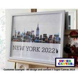 New York City Usa Skyline Travel Holiday Custom Map Shape Picture Photo Collage Board Display Framed Print Birthday Present Gift - thumbnail 2