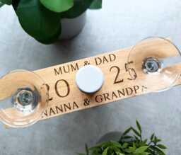 Grandparents Wine Holder, Butler, Wooden Bottle & Glass Promoted To - thumbnail 1