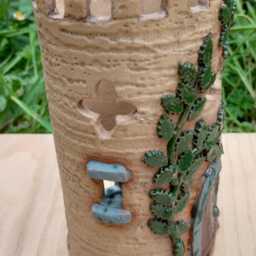 Castle Tower Tealight Holder Made With Stoneware Clay - thumbnail 3