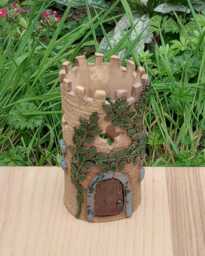 Castle Tower Tealight Holder Made With Stoneware Clay - thumbnail 1
