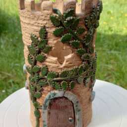 Castle Tower Tealight Holder Made With Stoneware Clay - thumbnail 2