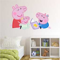 Peppa Pig Wall Sticker - & George Reading To Baby Evie Decal Kids Art - thumbnail 2