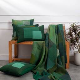 Landscape Fray Handmade Vintage Kantha Throw - Green - thumbnail 1