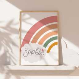 Set Of 3 Personalised Brother Sister Prints, Rainbow Sibling Wall Art, Colourful Playroom Shared Bedroom, Kids Bedroom Decor - thumbnail 2