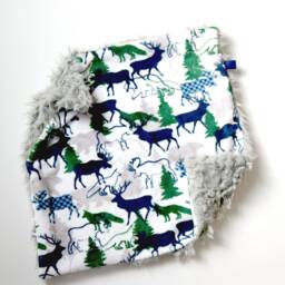 Dream Lovie. Security Blanket. Personalized Lovey. Faux Fur Navy Elk. Mini Baby Minky Shower Gift - thumbnail 3