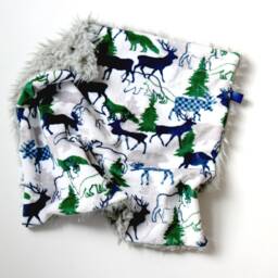 Dream Lovie. Security Blanket. Personalized Lovey. Faux Fur Navy Elk. Mini Baby Minky Shower Gift - thumbnail 4