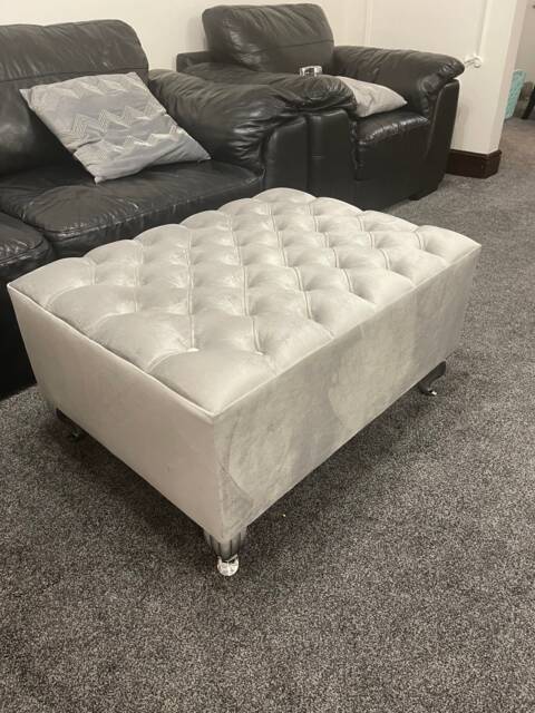 Handmade High Chesterfield Footstool Coffee Table in Plush/Soft Velvet - image 1