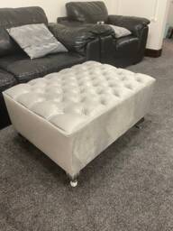Handmade High Chesterfield Footstool Coffee Table in Plush/Soft Velvet