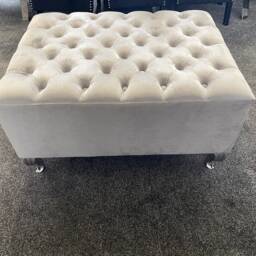 Handmade High Chesterfield Footstool Coffee Table in Plush/Soft Velvet - thumbnail 4