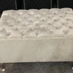 Handmade High Chesterfield Footstool Coffee Table in Plush/Soft Velvet - thumbnail 3