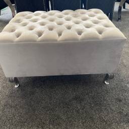 Handmade High Chesterfield Footstool Coffee Table in Plush/Soft Velvet - thumbnail 2