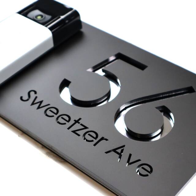 K Smart Sign - Bellissima Db Ring Nest Video Wifi Doorbell Laser Cut Matt Black & Chrome Silver Mirror Floating House - image 1