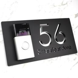 K Smart Sign - Bellissima Db Ring Nest Video Wifi Doorbell Laser Cut Matt Black & Chrome Silver Mirror Floating House - thumbnail 2