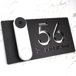 K Smart Sign - Bellissima Db Ring Nest Video Wifi Doorbell Laser Cut Matt Black & Chrome Silver Mirror Floating House - thumbnail 3