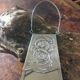 Wall Mirror. Macintosh Rose Design. Small Hanging Pewter Edged - thumbnail 2