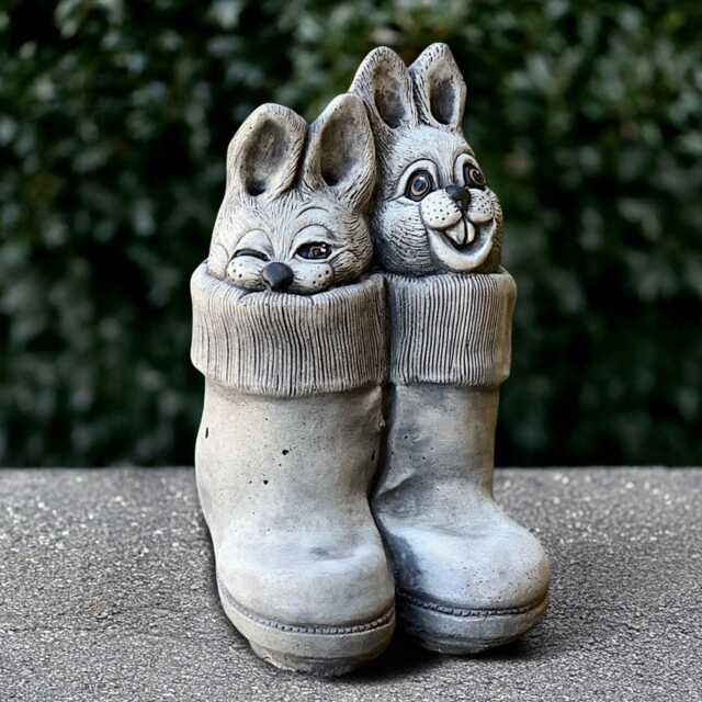 Outdoor Funny Rabbits Statue Concrete Bunny Figure Cement Rabbit in Boots Decoration Garden & Home Ornament Stone Animal Decor Lover Gift - image 1