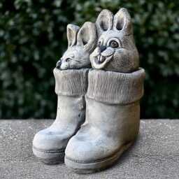 Outdoor Funny Rabbits Statue Concrete Bunny Figure Cement Rabbit in Boots Decoration Garden & Home Ornament Stone Animal Decor Lover Gift - thumbnail 4