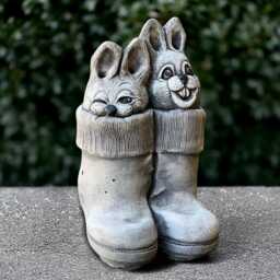 Outdoor Funny Rabbits Statue Concrete Bunny Figure Cement Rabbit in Boots Decoration Garden & Home Ornament Stone Animal Decor Lover Gift - thumbnail 1