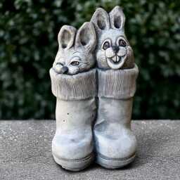 Outdoor Funny Rabbits Statue Concrete Bunny Figure Cement Rabbit in Boots Decoration Garden & Home Ornament Stone Animal Decor Lover Gift - thumbnail 3