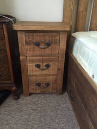 Rustic Solid Pine 3 Drawer Bedside Cabinet - thumbnail 1